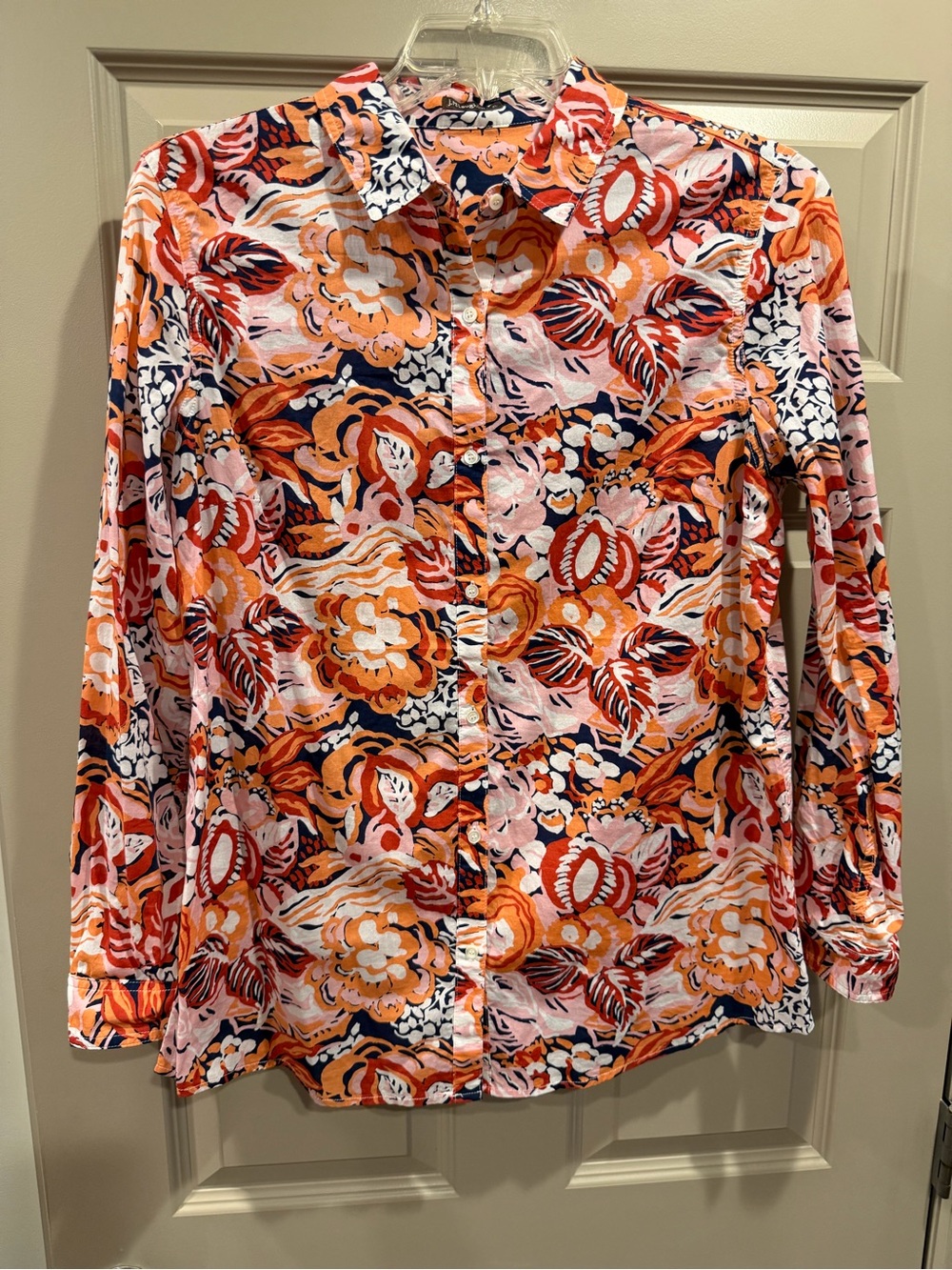 J McLaughlin Pink, Red, Orange Floral Button-Down Shirt